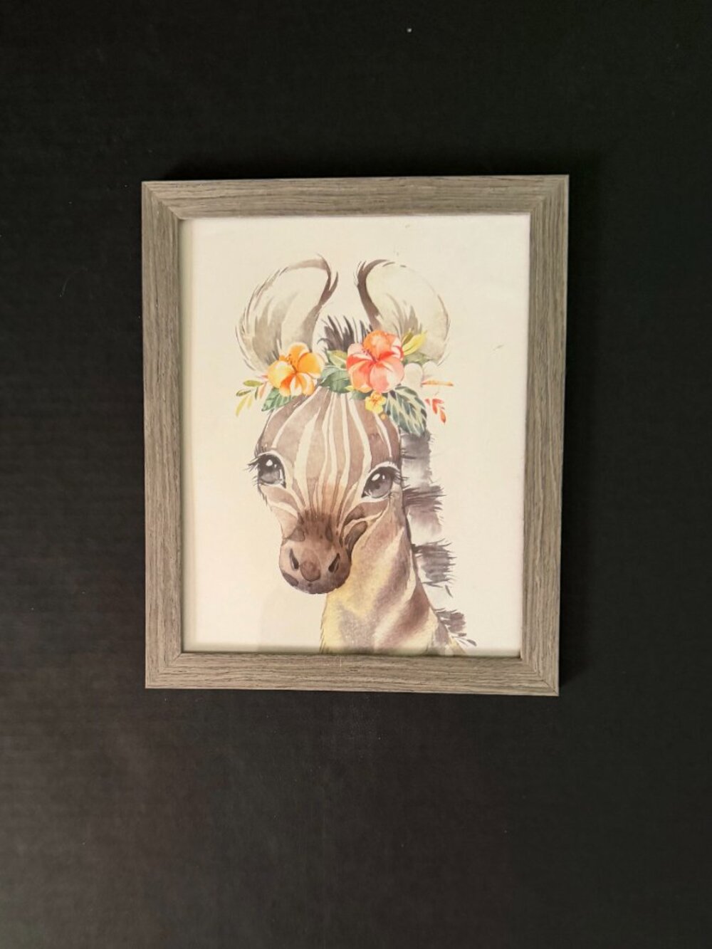 Watercolor-Style Framed Art Print ‘Baby Zebra’